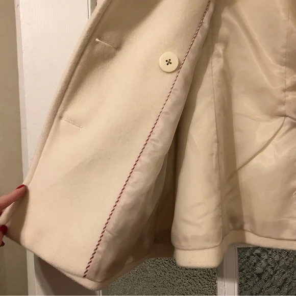 Lands’ End Wool Blend Cream Peacoat - Picture 3 of 7